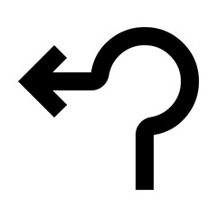 Simple line icon representing a left turn or roundabout © arttahanane