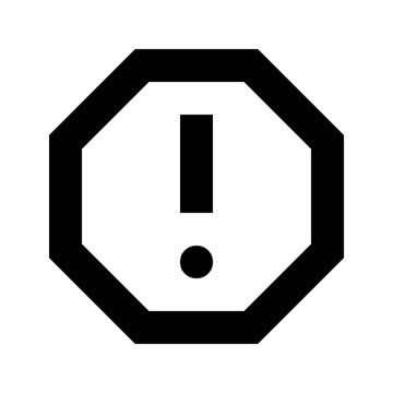 Octagonal warning alert symbol with exclamation mark icon