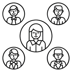 People avatars in circles group team