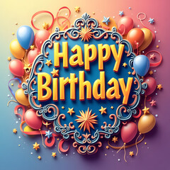 Happy birthday with ballons ornaments