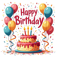 happy birthday card with birthday cake