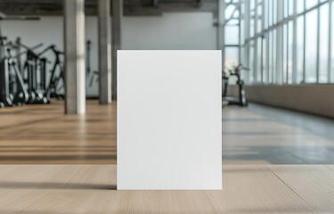 Blank white board in a gym setting. Perfect for displaying motivational messages or fitness class schedules. Clean, modern, and ready for your content.