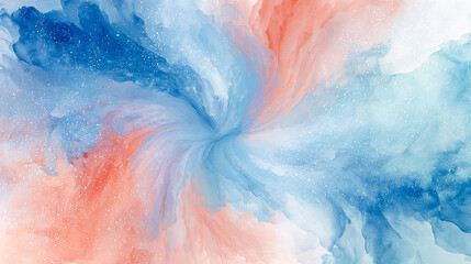 Obraz premium Coral and Periwinkle Ink Swirl – Pastel Abstract Texture