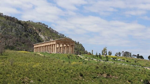 Segesta, Sicily, Italy - April 7 2025: Doric Temple of Segesta 