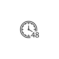 48 hour clock icon flat vector design.