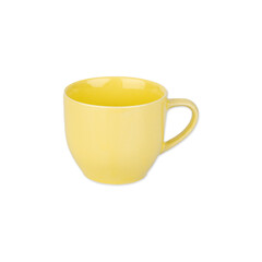 Yellow ceramic coffee cup isolated over white background