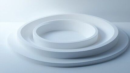 Concentric White Platforms — Abstract Scene with Smooth Circles for Design, Beauty and Digital Presentation