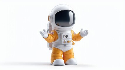 Friendly Cartoon Astronaut Welcoming Space Exploration