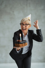 Business woman celebrating her birthday