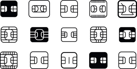 Vector SIM Card Icons:  Black and White Outline Styles