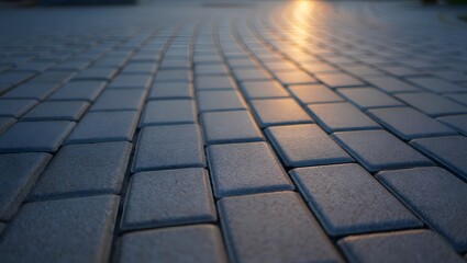 Close up of grey stone paving slabs with sunlight reflecting on the surface area