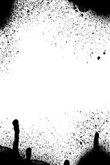 Grunge style bold black aerosol texture with splashes and drips in expressive 