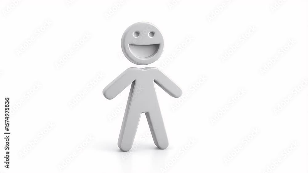 Poster happy 3d stick figure: joyful animation loop for positive vibes