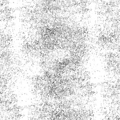 Vintage halftone dots pattern in black with rough grunge treatment. Transparent background enhances flexibility for various design projects.
