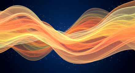 Vibrant Abstract Wave Background with Orange, Yellow, and Blue Hues - Ideal for Design, Tech, and Artistic Projects