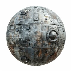 Fototapeta premium Rusty metallic sphere featuring intricate industrial patterns and textures