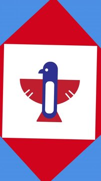 Animation of eagle on red, white and blue american flag colours