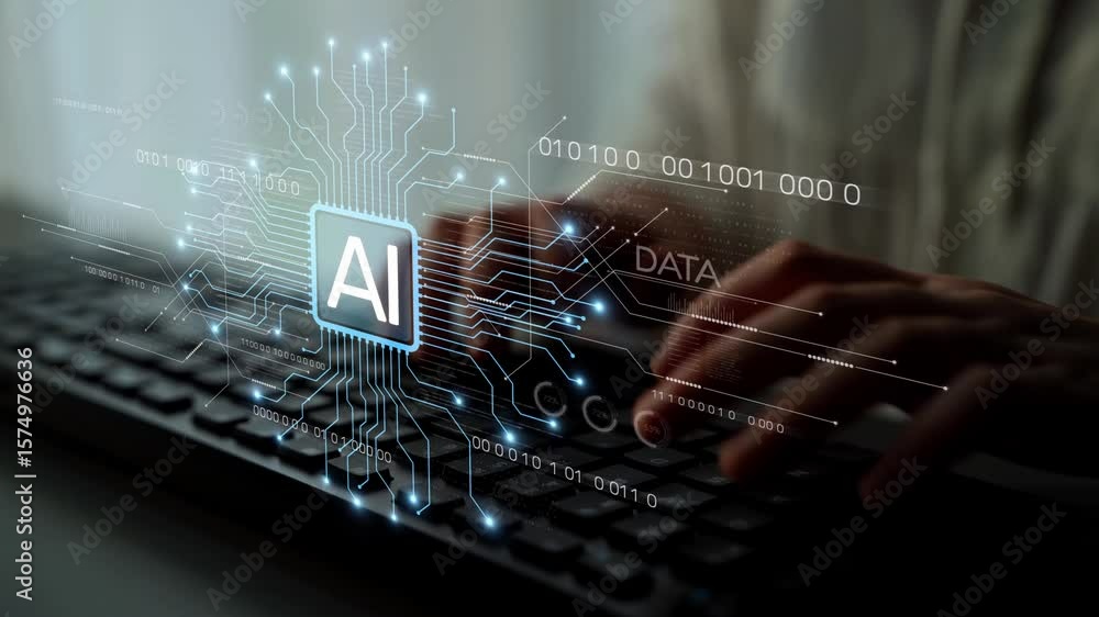 Poster ai assistant brain processor with llm technology, big data, machine learning, generative ai for busi