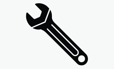 Wrench silhouette, mechanical repair symbol, hardware equipment illustration