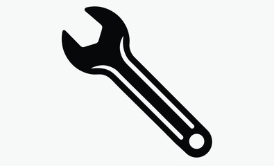 Wrench silhouette, mechanical repair symbol, hardware equipment illustration