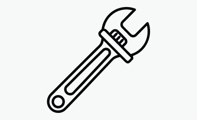 Wrench silhouette, mechanical repair symbol, hardware equipment illustration