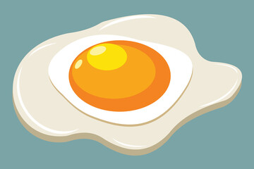 Illustration of a Fried Egg with Bright Yolk on a Pale Background