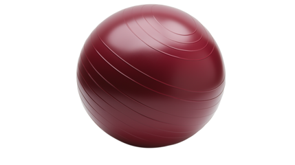 Shiny maroon bowling ball with finger holes, isolated on white background or transparent PNG.