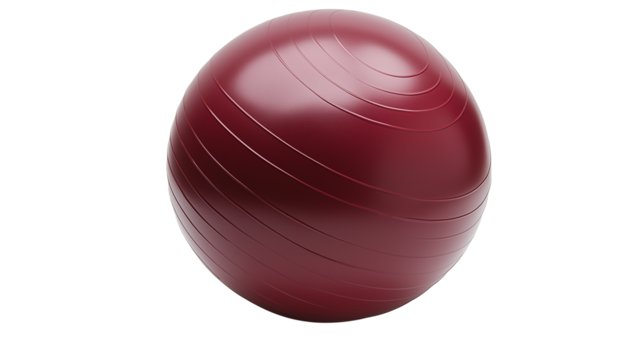 Shiny maroon bowling ball with finger holes, isolated on white background or transparent PNG.
