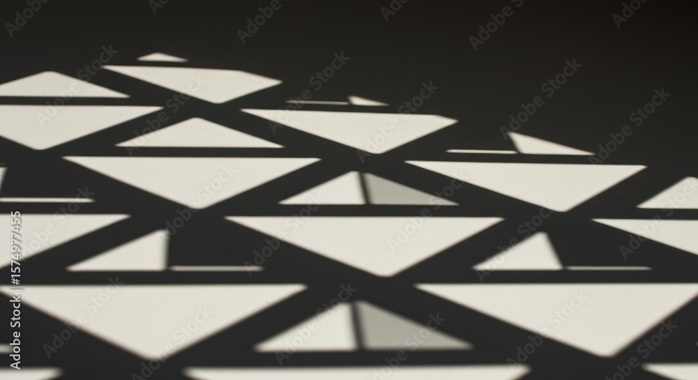 Poster abstract geometric pattern of overlapping triangles in shades of gray and white