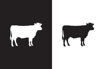  Black and White Cow Silhouettes