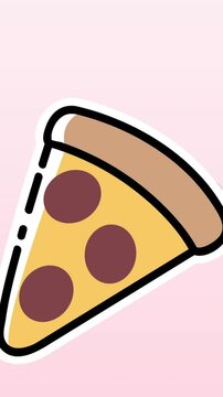 Animation of multiple pizza icons on pink background
