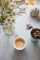 Glass of coffee on the table, coffee with milk