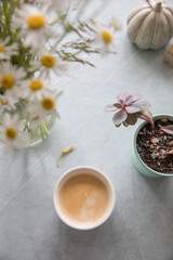 Glass of coffee on the table, coffee with milk