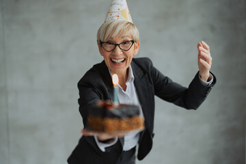 Business woman celebrating her birthday