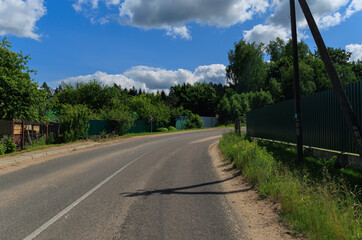 Naklejka premium Highway wide road, transport and blue sky on a summer day