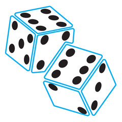 Flat linear icons set of dice faces - vector design.