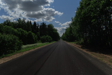 Fototapeta premium The effect of speed on the road and blurred. View of the road on a summer day.