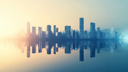 Obraz premium Minimalistic Abstract Cityscape – Modern Urban Skyline