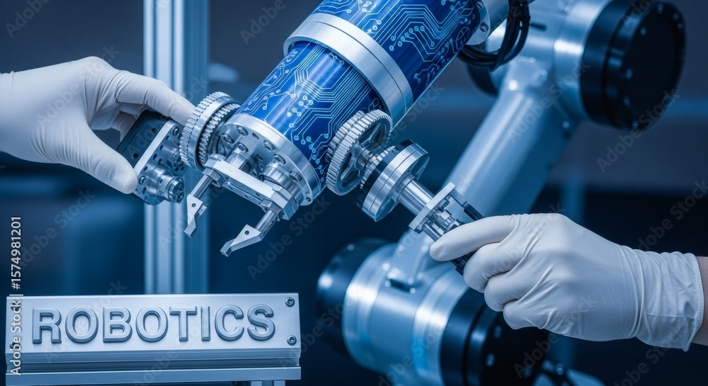 Poster robotic arm technology automation industry science engineering innovation future ai development mach