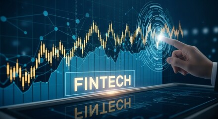 Fintech technology digital innovation finance investment stock market analysis business data graph chart