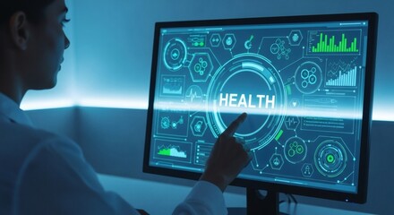 Medical technology interface healthcare doctor screen digital innovation analysis research data