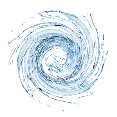 Clean water swirling in air on white background