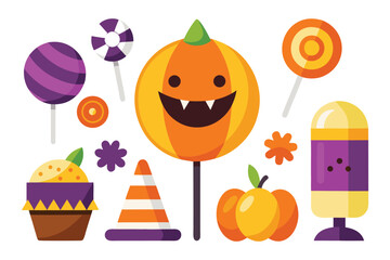 Halloween treats pumpkin lollipops cupcake traffic cone candy