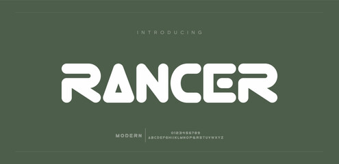 Rancer  minimalist geometric sans serif vector font alphabet set