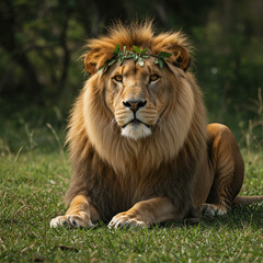 Fototapeta premium Lion with crown