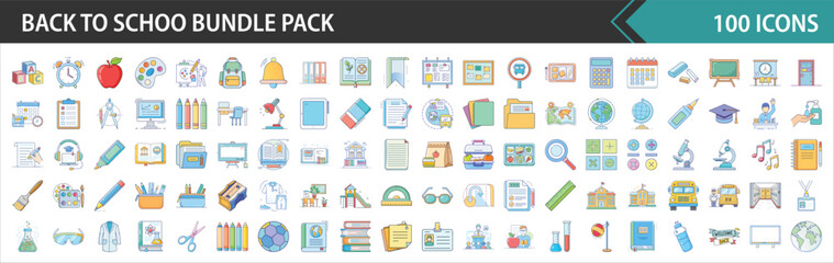 Back to School Bundle Pack - Education, Learning, and Academic Supplies Vector Icons Collection