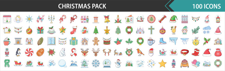 Christmas Pack - Comprehensive Holiday Season, Winter Celebration, and Festive Vector Icons Collection