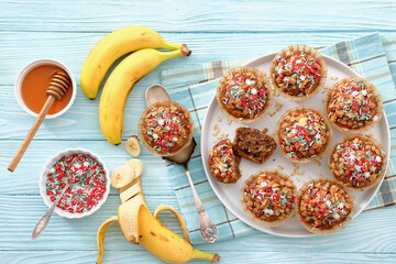 banana bread oat muffins with christmas sprinkles