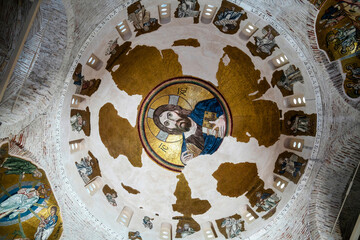 Christ Pantocrator Mosaic Dome Daphni Monastery