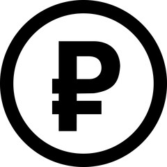 Ruble currency coin icon symbol. Popular international currency sign isolated on transparent background. Russian ruble money coin sign. Vector illustration.